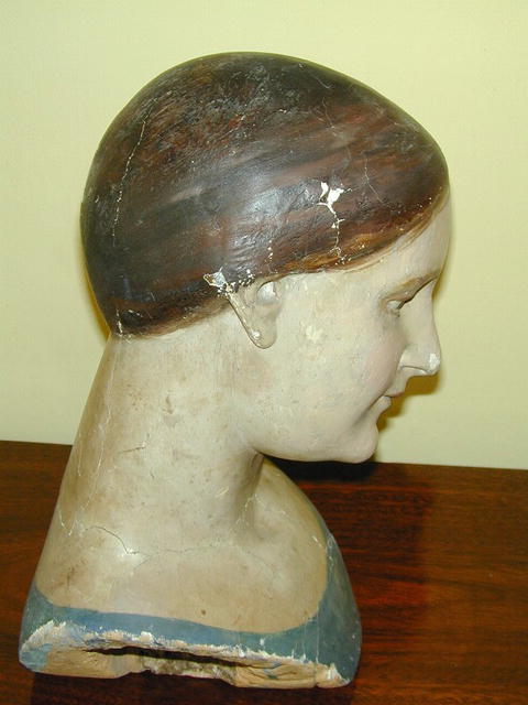 Colonial Polychromed Wood Bust Of MANNEQUIN