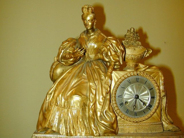 Louis Philippe Gilt Bronze Figural Mantel Clock