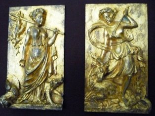 PAIR OF 18th.CENT. GILT BRONZE PLAQUES