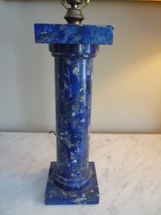 PAIR OF LAPIS LAZULI COLUMNS MADE INTO LAMPS