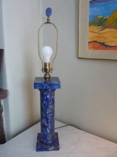 PAIR OF LAPIS LAZULI COLUMNS MADE INTO LAMPS