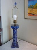 PAIR OF LAPIS LAZULI COLUMNS MADE INTO LAMPS