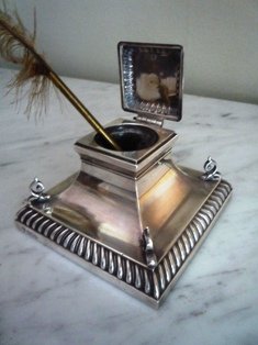 ENGLISH STERLING SILVER INKWELL
