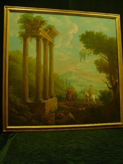 Framed Painting of Italian Landscape&Ruins