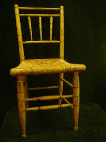 Set of 4 New England Painted Faux Bamboo Chairs