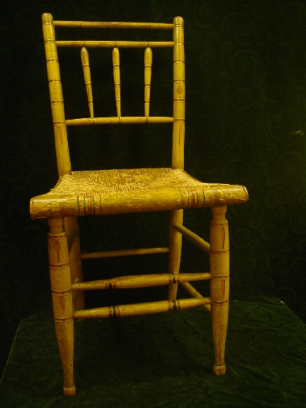 Set of 4 New England Painted Faux Bamboo Chairs