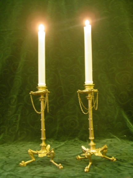 Pair of 19th. cent. French Gilt Bronze Candelsticks
