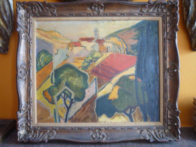 FRENCH OIL ON CANVAS LANDSCAPE SIGNED&DATED