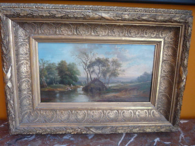 FRENCH 19TH.CENT.OIL ON PANEL LANDSCAPE SIGNED H C DELPY
