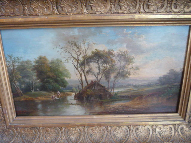 FRENCH 19TH.CENT.OIL ON PANEL LANDSCAPE SIGNED H C DELPY