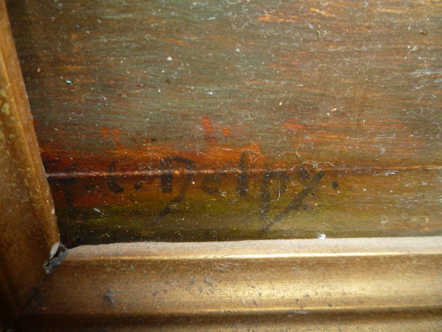 FRENCH 19TH.CENT.OIL ON PANEL LANDSCAPE SIGNED H C DELPY