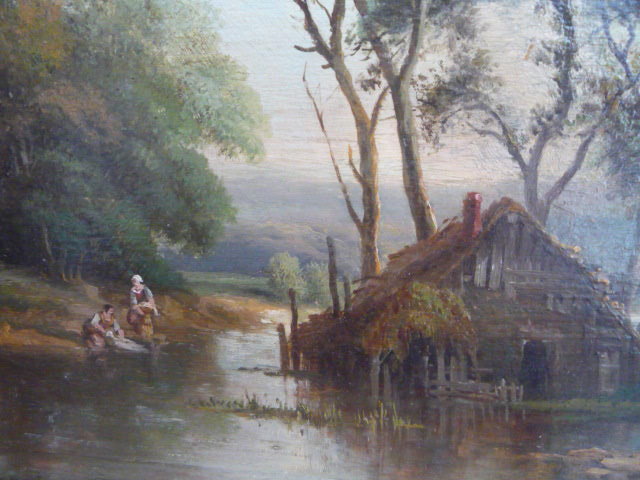 FRENCH 19TH.CENT.OIL ON PANEL LANDSCAPE SIGNED H C DELPY