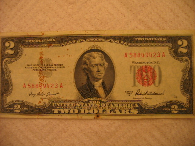 Series 1953 A $2 Red Seal Note