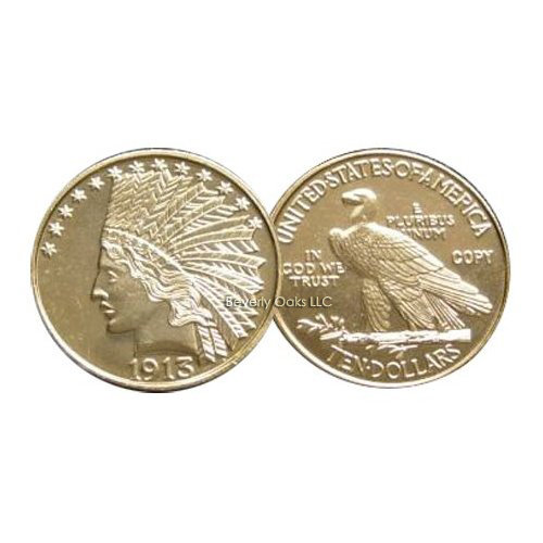 1913 $10 Indian Head Half Eagle Gold Replica Coin
