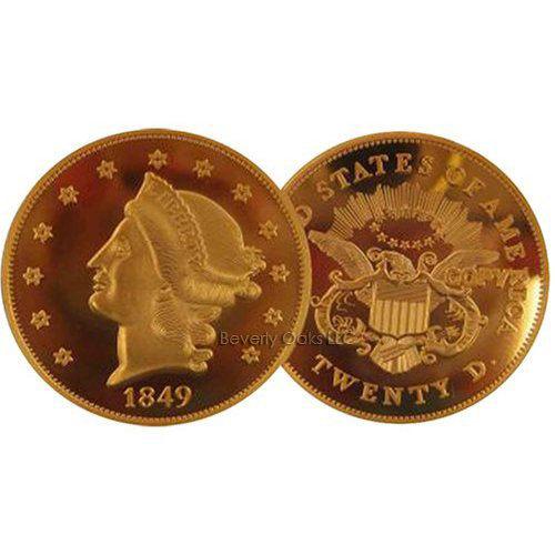 1849 $20 Liberty Double Eagle Gold Replica Coin