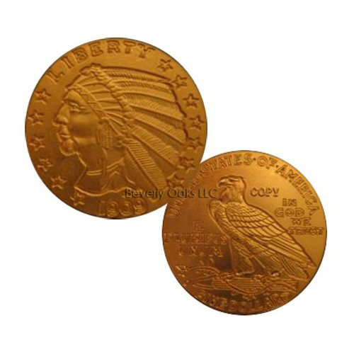 Lot of 10 - 1909 O $5 Indian Head Half Eagle Gold Replica Coins
