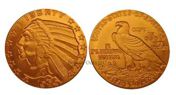 1929 $5 Indian Head Half Eagle Gold Replica Coin