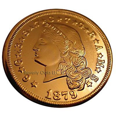 1879 $4 Stella Flowing Hair Gold BU Replica Coin