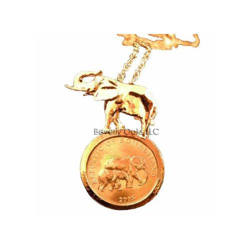 Silver Elephant Coin Pendant Necklace