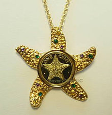Gold Starfish Coin Pendant Necklace
