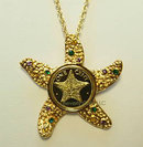Gold Starfish Coin Pendant Necklace