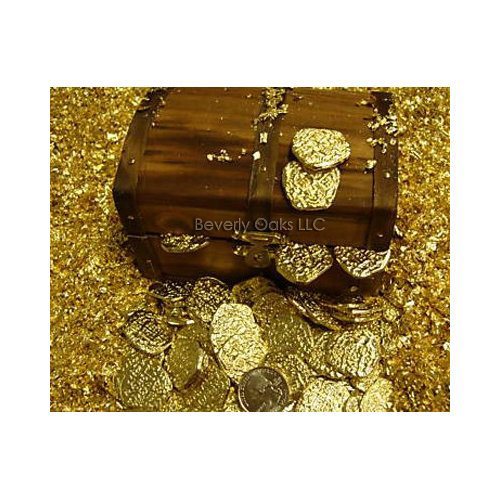 Lot of 100 - Gold Doubloons in Chest