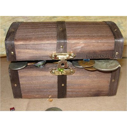 US Coins & Jewels in Treasure Chest