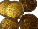 Lot of 5 - 1908 $5 Gold Indian Replica Coins