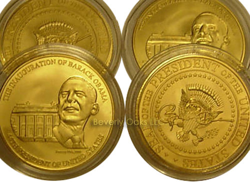 Lot of 20 - Gold Barack Obama Signed Inauguration Coins