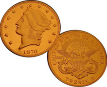 Lot of 100 - 1870 CC $20 Liberty Double Eagle Gold Coins - Replica