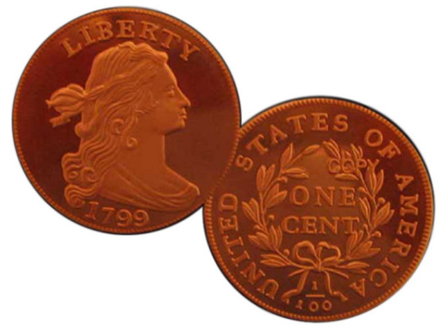 Lot of 100 - 1799 Draped Bust Large Cent Cameo Proof Finish - Replica