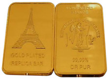 Lot of 5 - Eiffel Tower One Troy Ounce Gold Bars - Replica