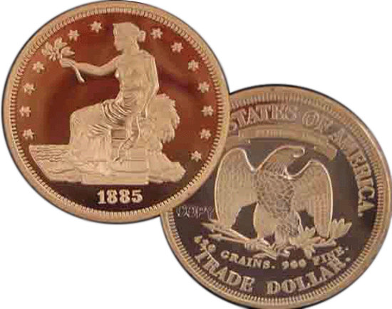 Lot of 50 - 1885 Trade Dollar Silver Coins - Replica