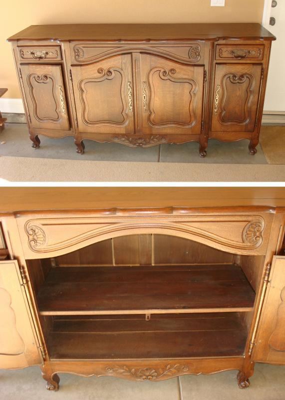 Antique 18th Century Louis XV Style French Oak Wood Buffet Handcarved