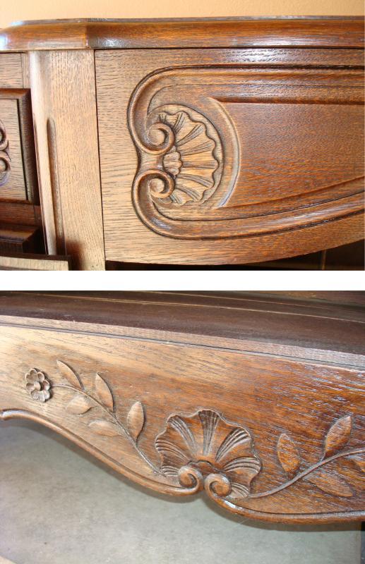 Antique 18th Century Louis XV Style French Oak Wood Buffet Handcarved