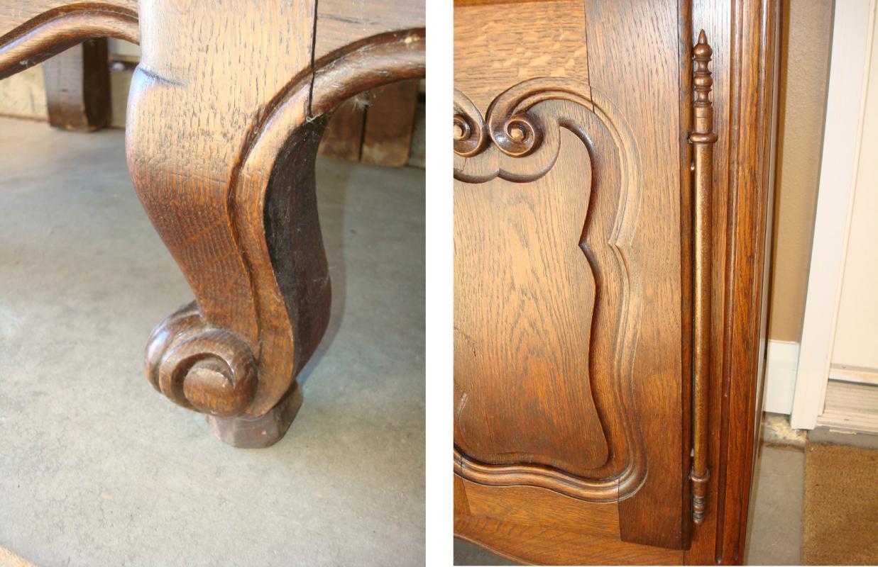 Antique 18th Century Louis XV Style French Oak Wood Buffet Handcarved