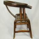Pair Antique 19th Century Chinese Willow Horseshoe Armchairs Wood Chairs