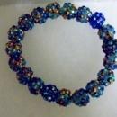 Shamballa beaded bracelet and earrings, copper blue