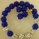 Shamballa baited bracelet and earrings royal blue and silver