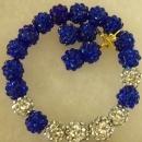 Shamballa baited bracelet and earrings royal blue and silver
