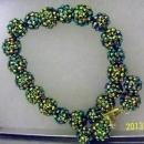 Shamballa beaded dark green aurora borealis earrings and bracelets