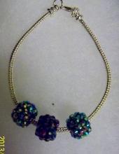 Shamballa green beads with silver tone bracelet