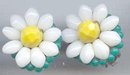 SALE White Glass Daisey Earrings
