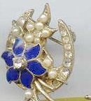 SALE Well Made Enamel Flower and Horse Shoe Pin