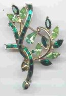 SALE Signed Emerald Green Brooch Signed Joseph