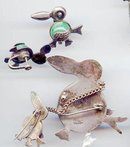 SALE Sterling Silver Vintage ducks and duck