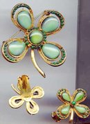 Four Leaf Clover Pin and Earrings