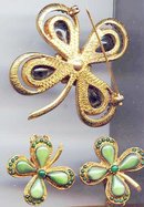 Four Leaf Clover Pin and Earrings