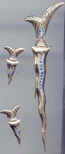 SALE Stunning Vintage Sword Pin and Earrings