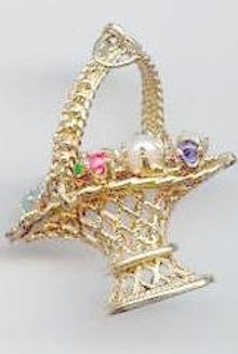 SALE Stunning 14kt y gold Basket with 9 Gems